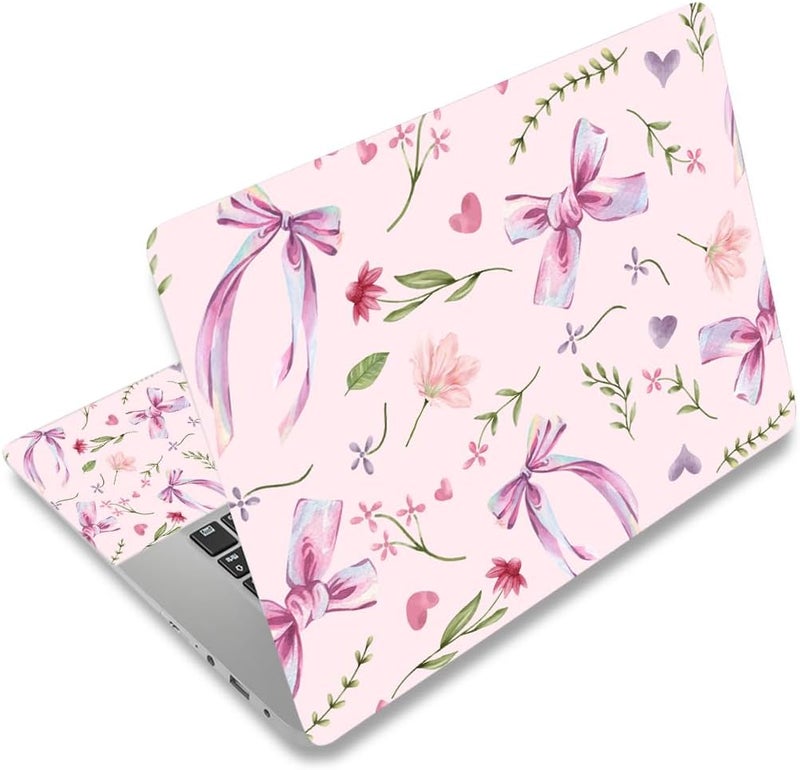 ARTSO Pink Bows Laptop Skin Sticker Cover Decal, 12 13 13.3 14 15 15.4 15.6 inch Laptop Notebook Vinyl Skin Sticker Cover Personalized Art Protector - Image 1